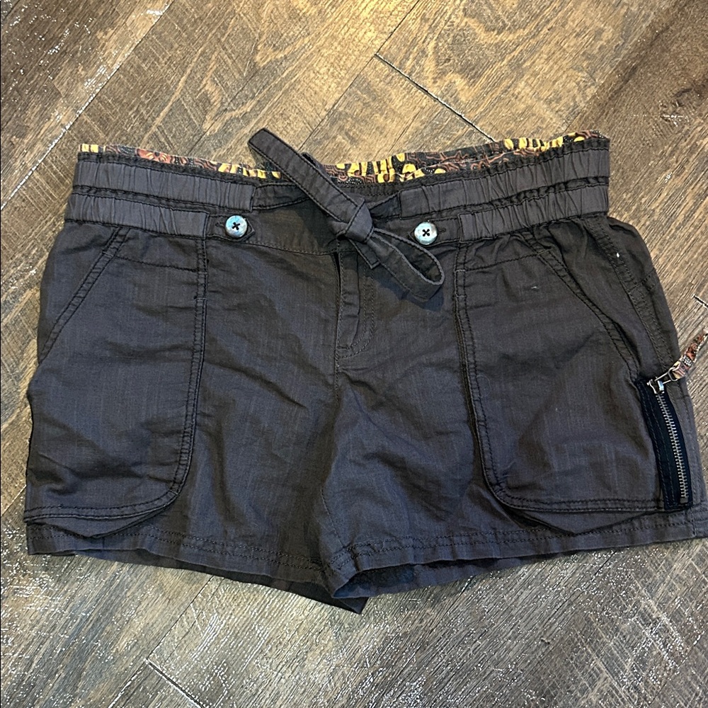 Vintage Free People The Originals Mini Cargo Shorts LinenBlend Size 6 Y2K Belted